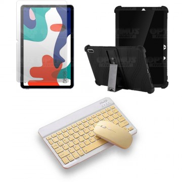 Kit Vidrio templado + Estuche Protector Goma + Teclado y Mouse Ratón Bluetooth para Tablet Huawei matepad 10.4 OPTIMUS TECHNOLOG