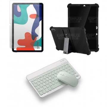 Kit Vidrio templado + Estuche Protector Goma + Teclado y Mouse Ratón Bluetooth para Tablet Huawei matepad 10.4 OPTIMUS TECHNOLOG