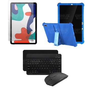 Kit Vidrio templado + Estuche Protector Goma + Teclado y Mouse Ratón Bluetooth para Tablet Huawei matepad 10.4 OPTIMUS TECHNOLOG
