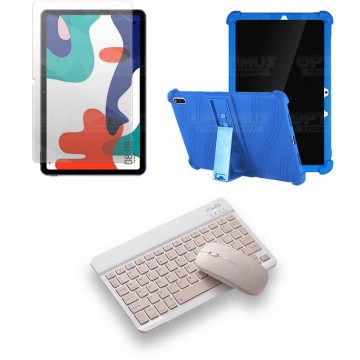 Kit Vidrio templado + Estuche Protector Goma + Teclado y Mouse Ratón Bluetooth para Tablet Huawei matepad 10.4 OPTIMUS TECHNOLOG