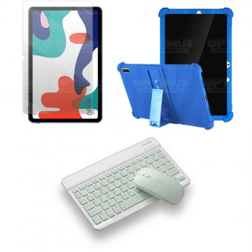 Kit Vidrio templado + Estuche Protector Goma + Teclado y Mouse Ratón Bluetooth para Tablet Huawei matepad 10.4 OPTIMUS TECHNOLOG