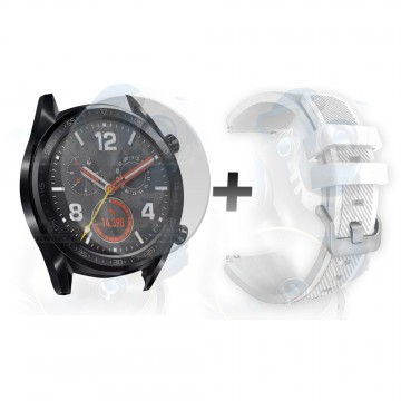 Kit Correa Pulso Manilla de Goma Y Vidrio Templado Huawei Gt 46mm | OPTIMUS TECHNOLOGY™ | CRRY-VTP-HW-GT-46 |