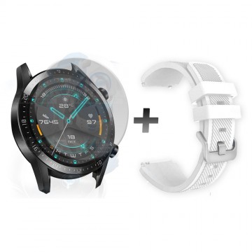 Kit Correa Pulso Manilla de Goma Y Vidrio Templado Huawei Gt 2 46mm | OPTIMUS TECHNOLOGY™ | CRRY-VTP-HW-GT2-46 |