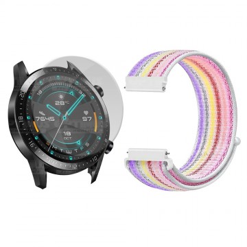 KIT Correa tipo velcro tela suave y Vidrio templado Reloj Smartwatch Huawei GT2 46mm OPTIMUS TECHNOLOGY™ - 25
