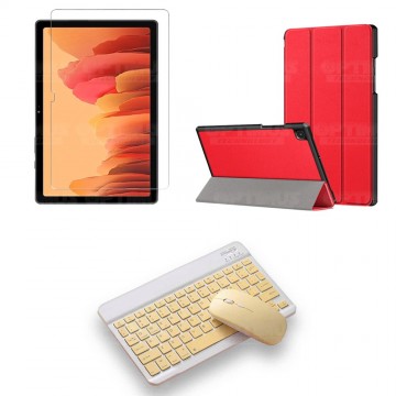 Kit Vidrio templado + Case Forro Protector + Teclado y Mouse Ratón Bluetooth para Tablet Samsung Galaxy Tab A7 10.4 2020 T500 OP