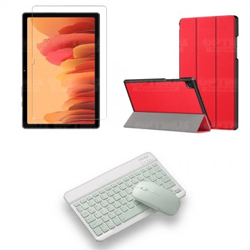 Kit Vidrio templado + Case Forro Protector + Teclado y Mouse Ratón Bluetooth para Tablet Samsung Galaxy Tab A7 10.4 2020 T500 OP