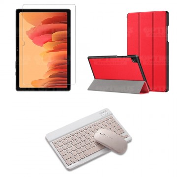 Kit Vidrio templado + Case Forro Protector + Teclado y Mouse Ratón Bluetooth para Tablet Samsung Galaxy Tab A7 10.4 2020 T500 OP