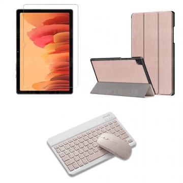 Kit Vidrio templado + Case Forro Protector + Teclado y Mouse Ratón Bluetooth para Tablet Samsung Galaxy Tab A7 10.4 2020 T500 OP