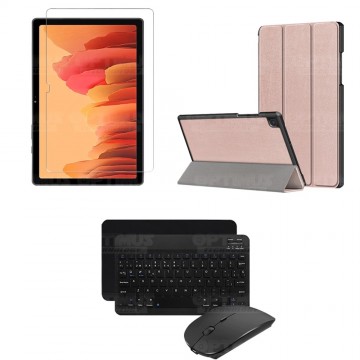 Kit Vidrio templado + Case Forro Protector + Teclado y Mouse Ratón Bluetooth para Tablet Samsung Galaxy Tab A7 10.4 2020 T500 OP
