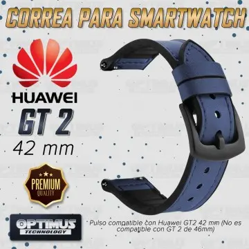 KIT Correa Manilla de cuero leather y Vidrio templado cerámico para Reloj Smartwatch Huawei GT2 42mm OPTIMUS TECHNOLOGY™ - 3