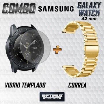 Vidrio Templado Y Correa De Metal Acero Inoxidable Smartwatch Reloj Inteligente Samsung Galaxy Watch 42mm OPTIMUS TECHNOLOGY™ - 