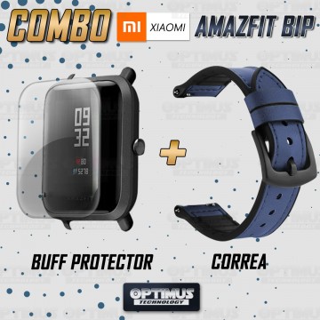 KIT Correa Manilla de cuero leather y Buff Screen protector para Reloj Smartwatch Xiaomi Amazfit Bip OPTIMUS TECHNOLOGY™ - 2