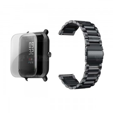 Buff Screen protector Y Correa De Metal Acero Inoxidable Smartwatch Reloj Inteligente Xiaomi Amazfit Bip OPTIMUS TECHNOLOGY™ - 1