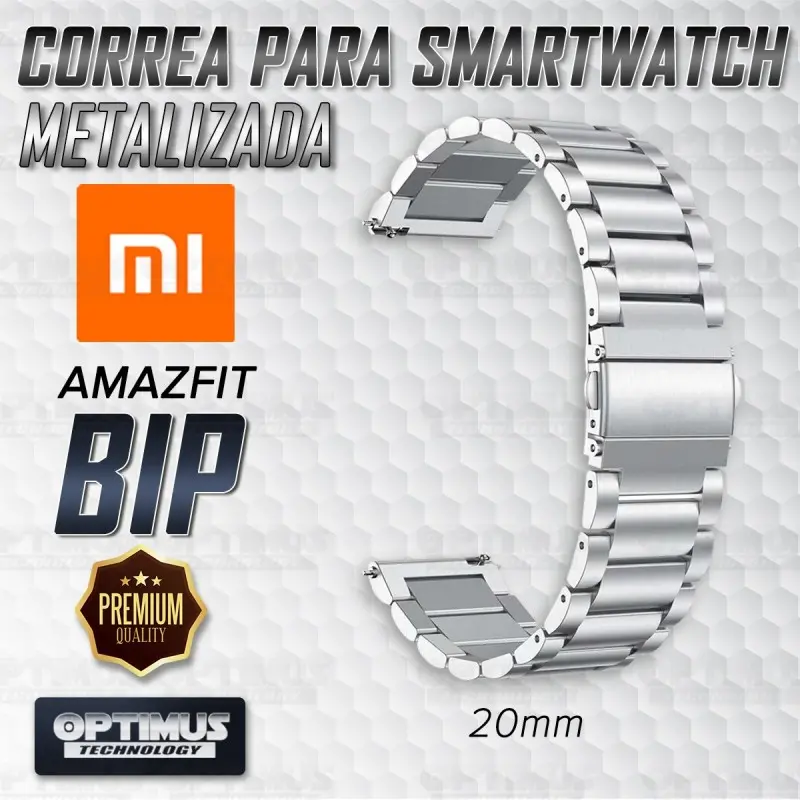 Buff Screen protector Y Correa De Metal Acero Inoxidable Smartwatch Reloj Inteligente Xiaomi Amazfit Bip OPTIMUS TECHNOLOGY™ - 1