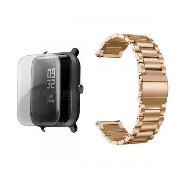 Buff Screen protector Y Correa De Metal Acero Inoxidable Smartwatch Reloj Inteligente Xiaomi Amazfit Bip OPTIMUS TECHNOLOGY™ - 1