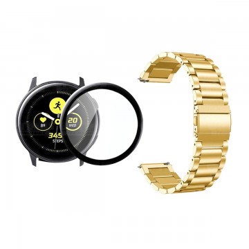 Vidrio templado cerámico Y Correa De Metal Acero Inoxidable Smartwatch Reloj Inteligente Samsung Galaxy Active 40mm OPTIMUS TECH