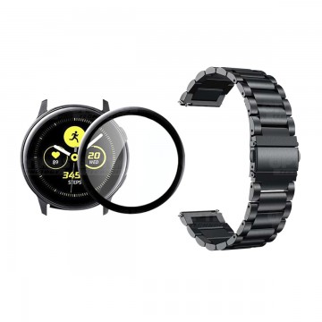 Vidrio templado cerámico Y Correa De Metal Acero Inoxidable Smartwatch Reloj Inteligente Samsung Galaxy Active 40mm OPTIMUS TECH