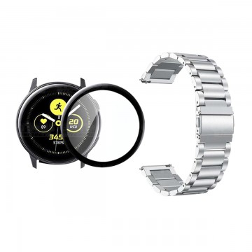 Vidrio templado cerámico Y Correa De Metal Acero Inoxidable Smartwatch Reloj Inteligente Samsung Galaxy Active 40mm OPTIMUS TECH