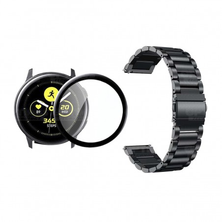 Vidrio templado cerámico Y Correa De Metal Acero Inoxidable Smartwatch Reloj Inteligente Samsung Galaxy Active 44mm