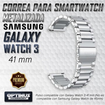 Correa Banda de Metal Acero Inoxidable 20mm reloj Smartwatch Samsung Galaxy Watch 3 41mm | OPTIMUS TECHNOLOGY™ | |