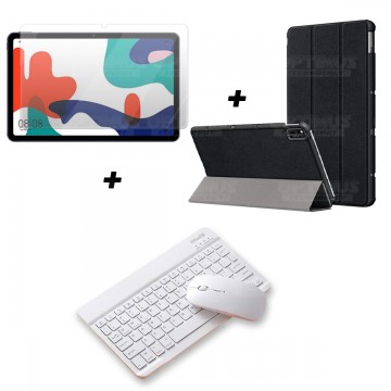 Kit Vidrio templado + Case Forro Protector + Teclado y Mouse Ratón Bluetooth para Tablet Huawei Matepad 10.4 OPTIMUS TECHNOLOGY™