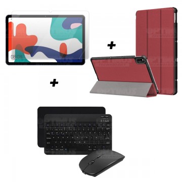 Kit Vidrio templado + Case Forro Protector + Teclado y Mouse Ratón Bluetooth para Tablet Huawei Matepad 10.4 OPTIMUS TECHNOLOGY™