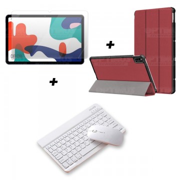 Kit Vidrio templado + Case Forro Protector + Teclado y Mouse Ratón Bluetooth para Tablet Huawei Matepad 10.4 OPTIMUS TECHNOLOGY™