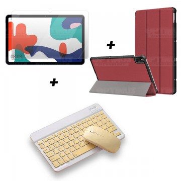 Kit Vidrio templado + Case Forro Protector + Teclado y Mouse Ratón Bluetooth para Tablet Huawei Matepad 10.4 OPTIMUS TECHNOLOGY™