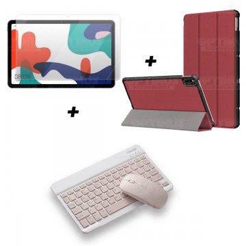 Kit Vidrio templado + Case Forro Protector + Teclado y Mouse Ratón Bluetooth para Tablet Huawei Matepad 10.4 OPTIMUS TECHNOLOGY™