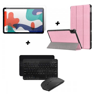 Kit Vidrio templado + Case Forro Protector + Teclado y Mouse Ratón Bluetooth para Tablet Huawei Matepad 10.4 OPTIMUS TECHNOLOGY™