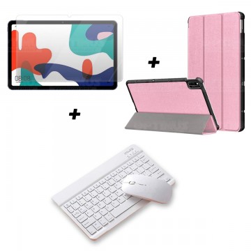Kit Vidrio templado + Case Forro Protector + Teclado y Mouse Ratón Bluetooth para Tablet Huawei Matepad 10.4 OPTIMUS TECHNOLOGY™