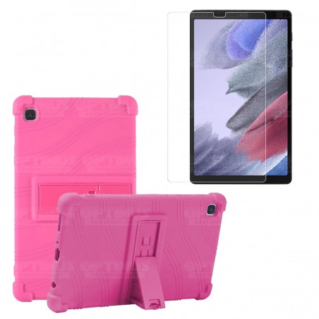 Kit Vidrio templado y Estuche Protector de goma antigolpes con soporte Tablet Samsung Galaxy Tab A7 Lite 8.7 2021 T220 - T225