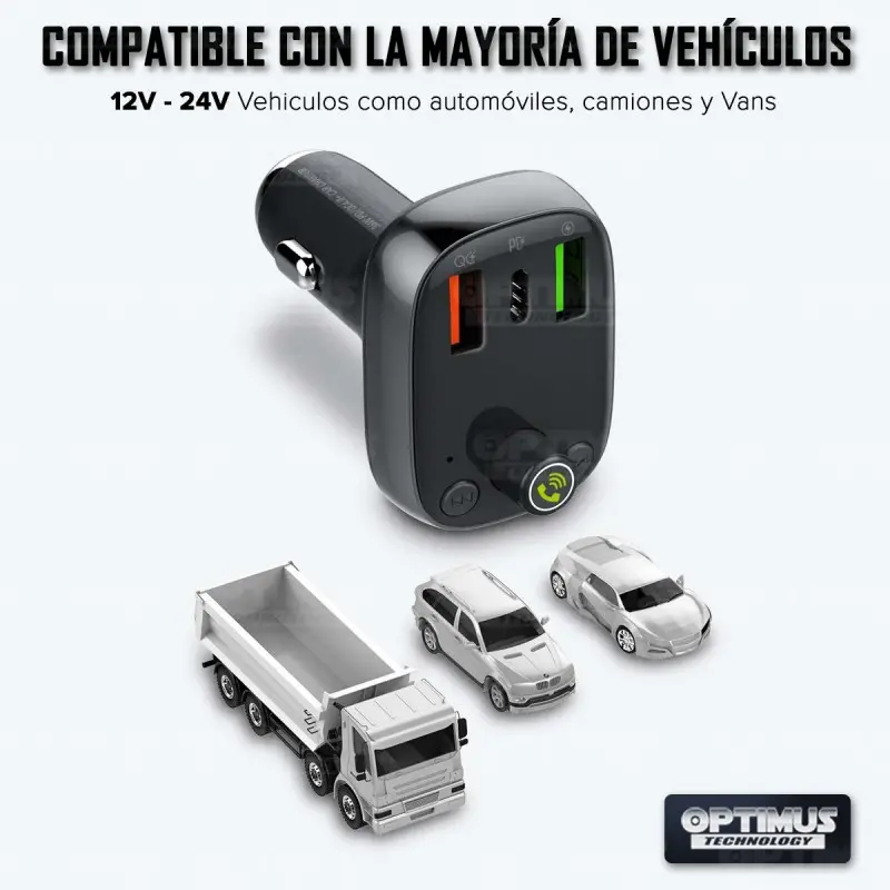 Cargador transmisor radio FM bluetooth 5.0 para carro automóvil Vehículos Camiones de tres puertos 2USB + 1Tipo C LIDNIO Charger