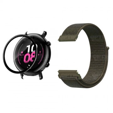 KIT Correa tipo velcro y Vidrio templado cerámico para Reloj Smartwatch Huawei GT2 42mm OPTIMUS TECHNOLOGY™ - 41