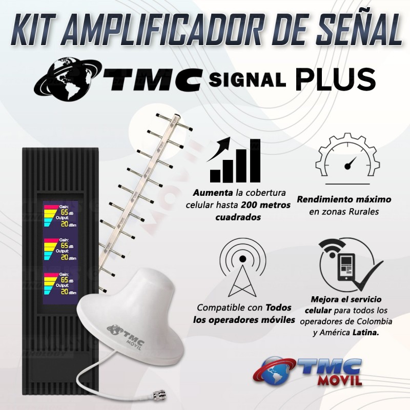 KIT Amplificador De Señal Celular TMC Signal PLUS Repetidor Redes 4GLTE con antenas | TMC MOVIL | 669502 |