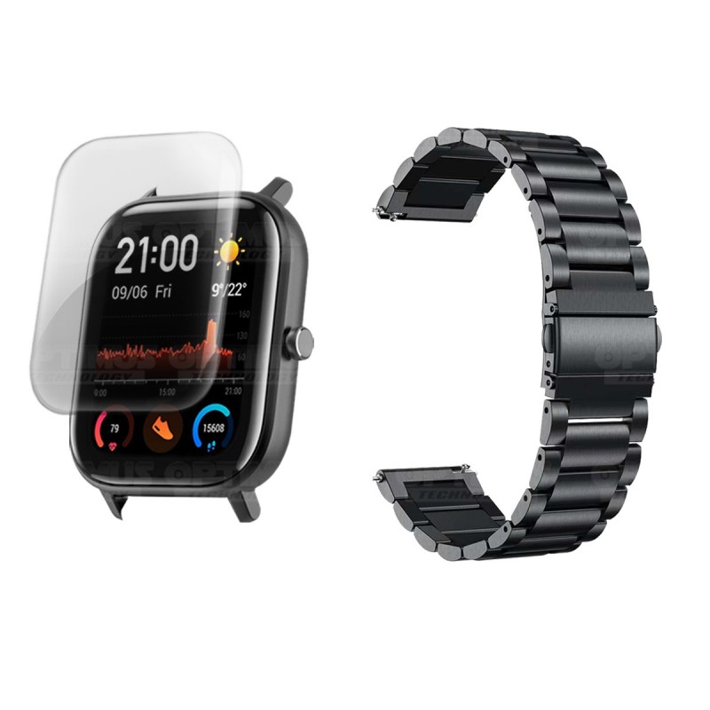 Buff Screen protector Y Correa De Metal Acero Inoxidable Smartwatch Reloj Inteligente Xiaomi Amazfit GTS OPTIMUS TECHNOLOGY™ - 5