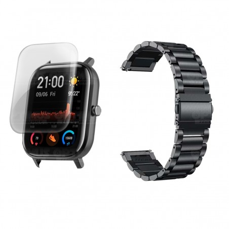 Buff Screen protector Y Correa De Metal Acero Inoxidable Smartwatch Reloj Inteligente Xiaomi Amazfit GTS
