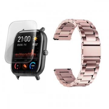 Buff Screen protector Y Correa De Metal Acero Inoxidable Smartwatch Reloj Inteligente Xiaomi Amazfit GTS OPTIMUS TECHNOLOGY™ - 1