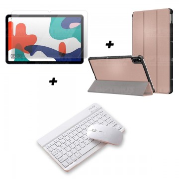 Kit Vidrio templado + Case Forro Protector + Teclado y Mouse Ratón Bluetooth para Tablet Huawei Matepad 10.4 OPTIMUS TECHNOLOGY™