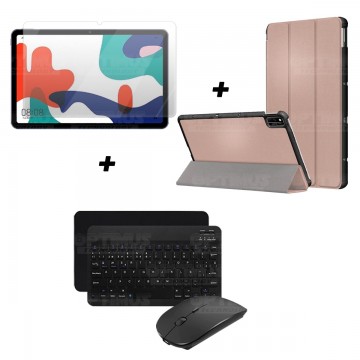 Kit Vidrio templado + Case Forro Protector + Teclado y Mouse Ratón Bluetooth para Tablet Huawei Matepad 10.4 OPTIMUS TECHNOLOGY™