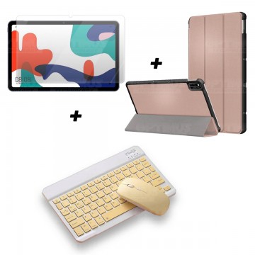 Kit Vidrio templado + Case Forro Protector + Teclado y Mouse Ratón Bluetooth para Tablet Huawei Matepad 10.4 OPTIMUS TECHNOLOGY™