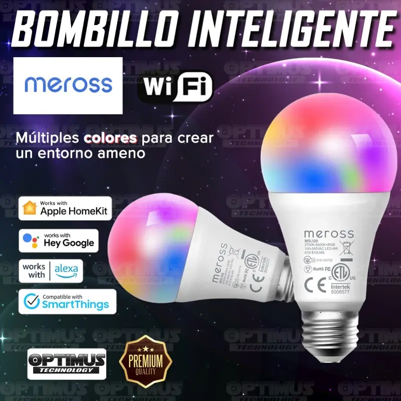 Bombilla inteligente Wi-Fi Meross Bulb compatible con google Assistance Amazon Alexa Apple Home Kit | MEROSS COLOMBIA | MRS-BM |