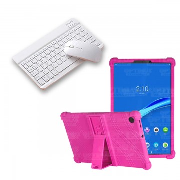 Kit Case Forro Protector Antigolpes + Teclado y Mouse Ratón Bluetooth para Tablet Lenovo M10 Plus Tb-x606f OPTIMUS TECHNOLOGY™ -