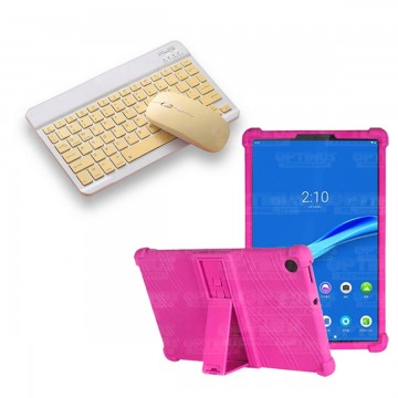 Kit Case Forro Protector Antigolpes + Teclado y Mouse Ratón Bluetooth para Tablet Lenovo M10 Plus Tb-x606f OPTIMUS TECHNOLOGY™ -