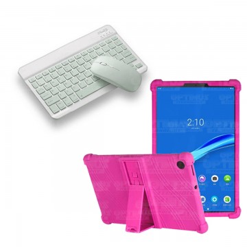 Kit Case Forro Protector Antigolpes + Teclado y Mouse Ratón Bluetooth para Tablet Lenovo M10 Plus Tb-x606f OPTIMUS TECHNOLOGY™ -
