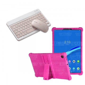 Kit Case Forro Protector Antigolpes + Teclado y Mouse Ratón Bluetooth para Tablet Lenovo M10 Plus Tb-x606f OPTIMUS TECHNOLOGY™ -