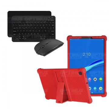 Kit Case Forro Protector Antigolpes + Teclado y Mouse Ratón Bluetooth para Tablet Lenovo M10 Plus Tb-x606f OPTIMUS TECHNOLOGY™ -