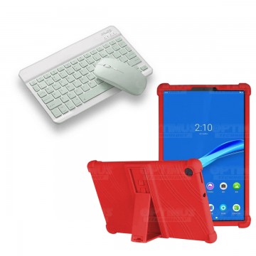 Kit Case Forro Protector Antigolpes + Teclado y Mouse Ratón Bluetooth para Tablet Lenovo M10 Plus Tb-x606f OPTIMUS TECHNOLOGY™ -