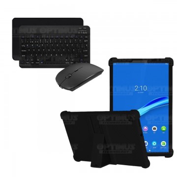 Kit Case Forro Protector Antigolpes + Teclado y Mouse Ratón Bluetooth para Tablet Lenovo M10 Plus Tb-x606f OPTIMUS TECHNOLOGY™ -