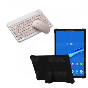 Kit Case Forro Protector Antigolpes + Teclado y Mouse Ratón Bluetooth para Tablet Lenovo M10 Plus Tb-x606f OPTIMUS TECHNOLOGY™ -